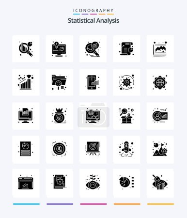 Téléchargez les illustrations : Creative Statistical Analysis 25 Glyph Solid Black icon pack  Such As graph. statistic. graph analysis. pie. chart - en licence libre de droit