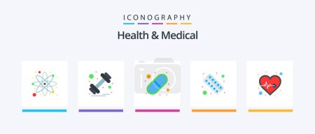 Illustration for Health And Medical Flat 5 Icon Pack Including beat. health. capsule. form. drugs. Creative Icons Design - Royalty Free Image