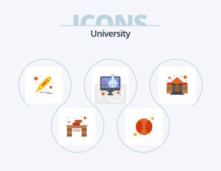 Illustration for University Flat Icon Pack 5 Icon Design. college. science. highlighter. online. experiment - Royalty Free Image