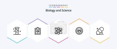 Illustration for Biology 25 Line icon pack including patch. science. science. lips. biology - Royalty Free Image
