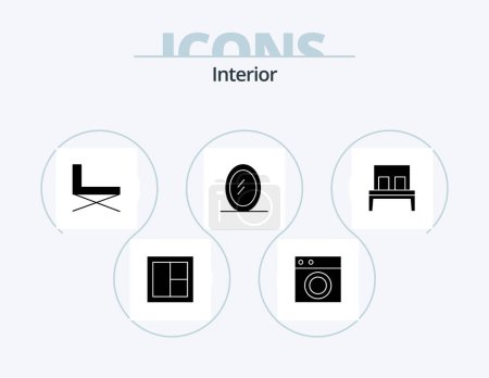 Illustration for Interior Glyph Icon Pack 5 Icon Design. bed. interior. machine. sit. interior - Royalty Free Image