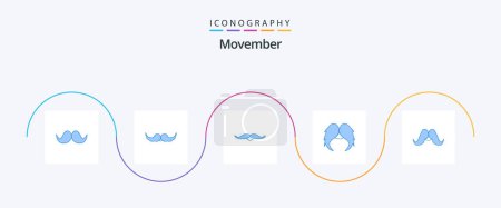 Illustration for Movember Blue 5 Icon Pack Including . - Royalty Free Image