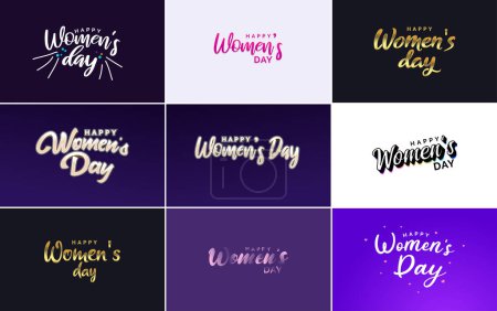 Téléchargez les illustrations : Abstract Happy Women's Day logo with love vector logo design in pink. red. and black colors - en licence libre de droit