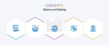 Téléchargez les illustrations : Baking 25 Blue icon pack including kitchen. baking. baked. flour. baking - en licence libre de droit