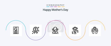 Téléchargez les illustrations : Happy Mothers Day Line 5 Icon Pack Including . flower . quality. bouquet . interior - en licence libre de droit