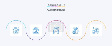 Illustration for Auction Blue 5 Icon Pack Including rules global. laws. property. judge hammer. museum - Royalty Free Image