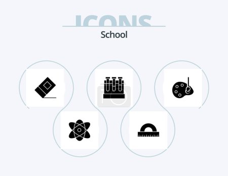 Téléchargez les illustrations : School Glyph Icon Pack 5 Icon Design. drawing. art. education. education. tubs - en licence libre de droit
