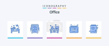 Illustration for Office Blue 5 Icon Pack Including schedule. appointment. office draw. reception. desk. Creative Icons Design - Royalty Free Image