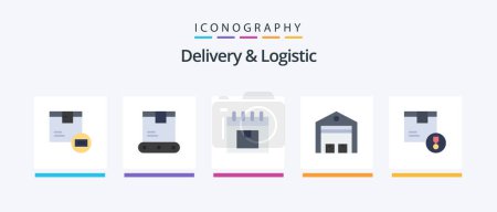 Ilustración de Delivery And Logistic Flat 5 Icon Pack Including shipping. delivery. shipping. product. management. Creative Icons Design - Imagen libre de derechos