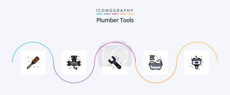 Illustration for Plumber Line Filled Flat 5 Icon Pack Including kitchen. disposal. adjustable. water. bathroom - Royalty Free Image