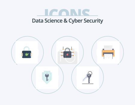Illustration for Data Science And Cyber Security Flat Icon Pack 5 Icon Design. confidential. security. room. loucked. secure - Royalty Free Image