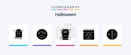 Illustration for Halloween Glyph 5 Icon Pack Including costume. halloween. zombie. calendar. funeral. Creative Icons Design - Royalty Free Image