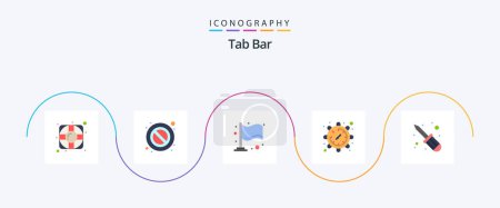 Illustration for Tab Bar Flat 5 Icon Pack Including . screw fixer. milestone. screw driver. watch - Royalty Free Image