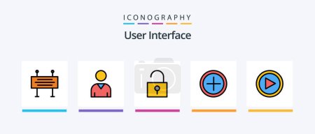 Téléchargez les illustrations : User Interface Line Filled 5 Icon Pack Including bag. map. user. location. under construction barrier. Creative Icons Design - en licence libre de droit
