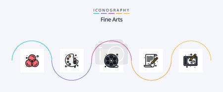 Téléchargez les illustrations : Fine Arts Line Filled Flat 5 Icon Pack Including graphic. paint. color. arts. paint - en licence libre de droit