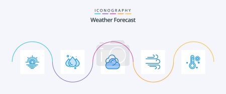 Téléchargez les illustrations : Weather Blue 5 Icon Pack Including . weather. server. temperature. wind - en licence libre de droit
