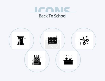 Illustration for Back To School Glyph Icon Pack 5 Icon Design. education. back to school. back to school. calendar. back to school - Royalty Free Image
