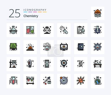 Illustration for Chemistry 25 Line Filled icon pack including laboratory. chemical. chemistry. clipboard. experiment - Royalty Free Image