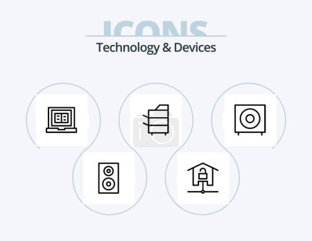 Illustration for Devices Line Icon Pack 5 Icon Design. technology. kit. devices. home. walkie - Royalty Free Image