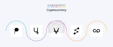 Téléchargez les illustrations : Cryptocurrency Glyph 5 Icon Pack Including coin . crypto . crypto currency. coin - en licence libre de droit