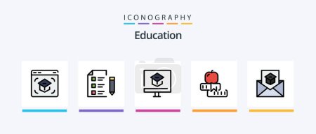 Téléchargez les illustrations : Education Line Filled 5 Icon Pack Including learning. education. online. school. internet. Creative Icons Design - en licence libre de droit