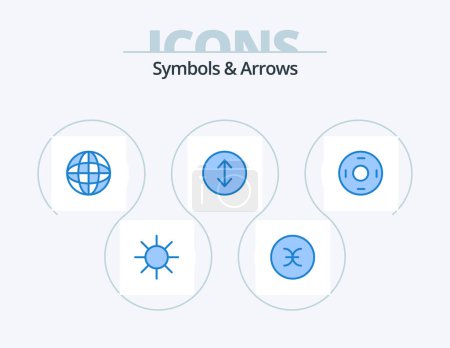 Illustration for Symbols and Arrows Blue Icon Pack 5 Icon Design. . symbols. shipping. symbolism. cosmos - Royalty Free Image
