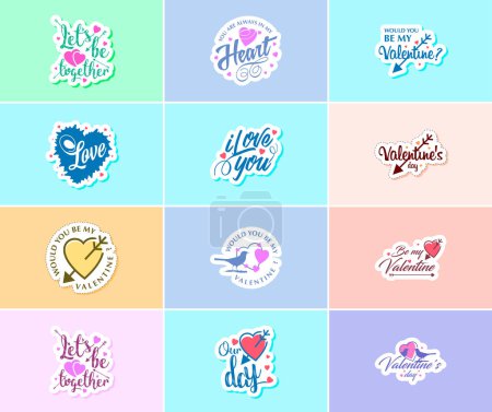 Ilustración de Express Your Love with Valentine's Day Typography and Graphics Stickers - Imagen libre de derechos