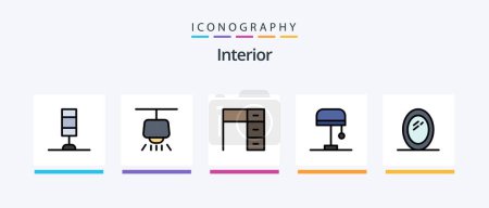 Illustration for Interior Line Filled 5 Icon Pack Including . furniture.. Creative Icons Design - Royalty Free Image