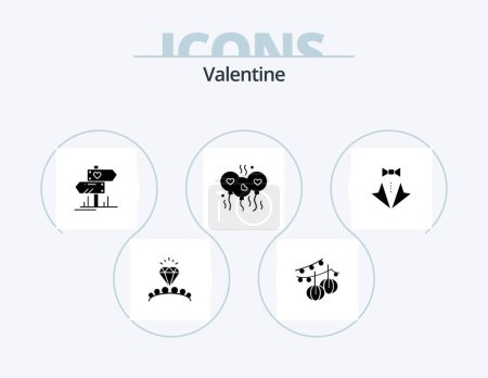 Illustration for Valentine Glyph Icon Pack 5 Icon Design. love. love. decoration. day. valentine - Royalty Free Image