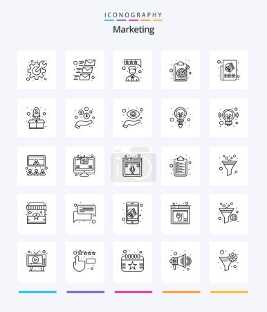Illustration for Creative Marketing 25 OutLine icon pack  Such As marketing. target. customer satisfaction. objective. clipboard - Royalty Free Image