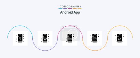 Téléchargez les illustrations : Android App Glyph 5 Icon Pack Including shopping. bag. drive search. purse. mobile wallet - en licence libre de droit