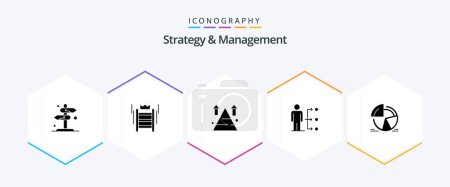 Téléchargez les illustrations : Strategy And Management 25 Glyph icon pack including network. connect. tool. top. arrow - en licence libre de droit