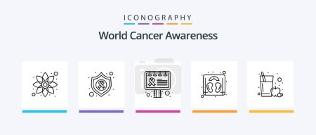 Illustration for World Cancer Awareness Line 5 Icon Pack Including communication. cancer day. plant. rostrum. podium. Creative Icons Design - Royalty Free Image