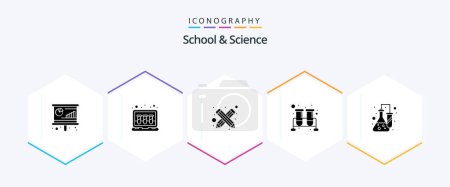 Illustration for School And Science 25 Glyph icon pack including lab. research. blogging. test tubes. flask - Royalty Free Image