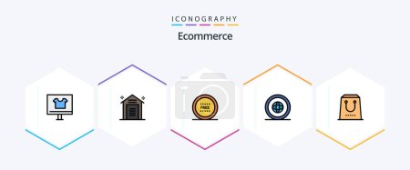 Illustration for Ecommerce 25 FilledLine icon pack including globe. country. storehouse. shop. free - Royalty Free Image
