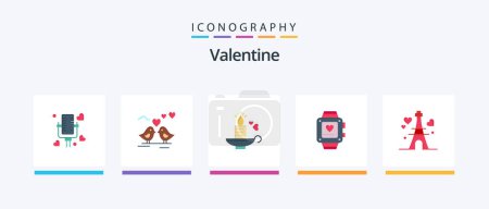 Ilustración de Valentine Flat 5 Icon Pack Including love. love. bride. day. valentine. Creative Icons Design - Imagen libre de derechos