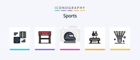 Illustration for Sports Line Filled 5 Icon Pack Including goal keeper. motorcycle. sport. helmet . race. Creative Icons Design - Royalty Free Image