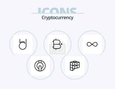 Téléchargez les illustrations : Cryptocurrency Line Icon Pack 5 Icon Design. cloakcoin. crypto. decreed. coin. reward - en licence libre de droit