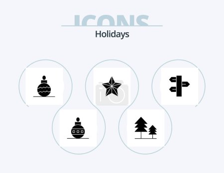 Téléchargez les illustrations : Holidays Glyph Icon Pack 5 Icon Design. vacation. holiday. toy. christmas. holiday - en licence libre de droit