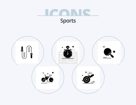 Ilustración de Sports Glyph Icon Pack 5 Icon Design. quarter. watch. soccer. sport. fitness - Imagen libre de derechos