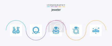 Ilustración de Jewellery Blue 5 Icon Pack Including wedding. jewelry. pendant. diamond. jewel - Imagen libre de derechos