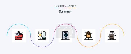 Illustration for Summer Line Filled Flat 5 Icon Pack Including ice. cold. thermometer. travel. summer - Royalty Free Image