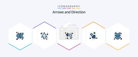 Illustration for Arrow 25 FilledLine icon pack including . down. reload. arrow. down - Royalty Free Image
