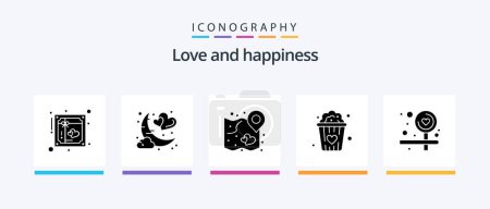 Téléchargez les illustrations : Love Glyph 5 Icon Pack Including snacks love. food. night. wedding. map. Creative Icons Design - en licence libre de droit