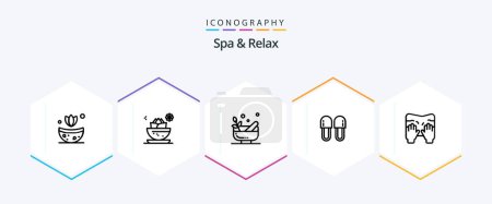 Téléchargez les illustrations : Spa And Relax 25 Line icon pack including cosmetics . spa . spa. mortar - en licence libre de droit