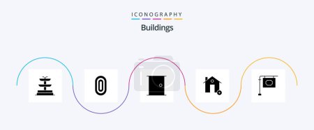 Illustration for Buildings Glyph 5 Icon Pack Including sign. house. door. estate. add - Royalty Free Image