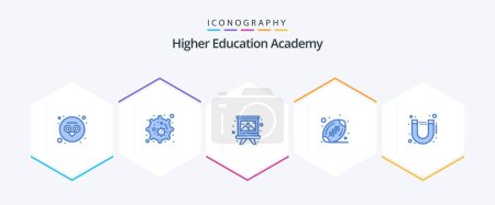Illustration for Academy 25 Blue icon pack including . study. brush. streamline. sport - Royalty Free Image