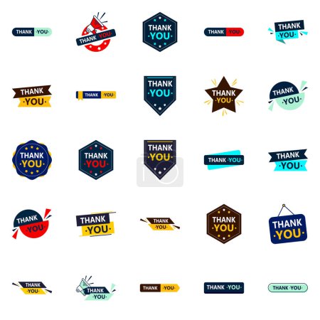 Illustration for Express your gratitude with 25 vector icons Thankyou - Royalty Free Image