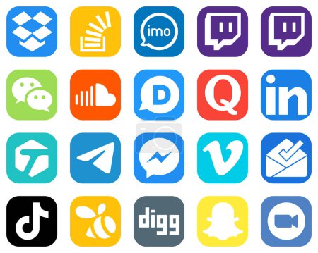 Illustration for 20 Simple Social Media Icons such as question. disqus. music and soundcloud icons. Gradient Icons Collection - Royalty Free Image