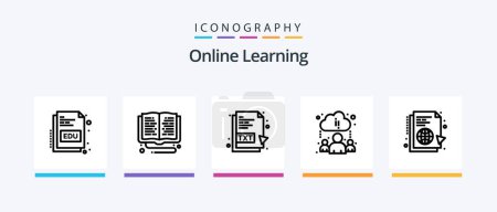 Illustration for Online Learning Line 5 Icon Pack Including mobile. document. pencil. online. data. Creative Icons Design - Royalty Free Image